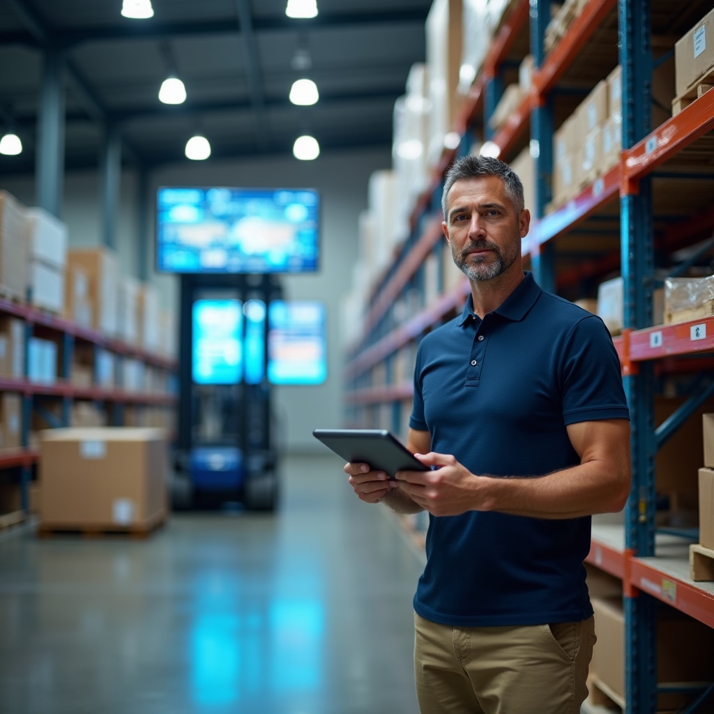 Modern warehouse with integrated technology systems